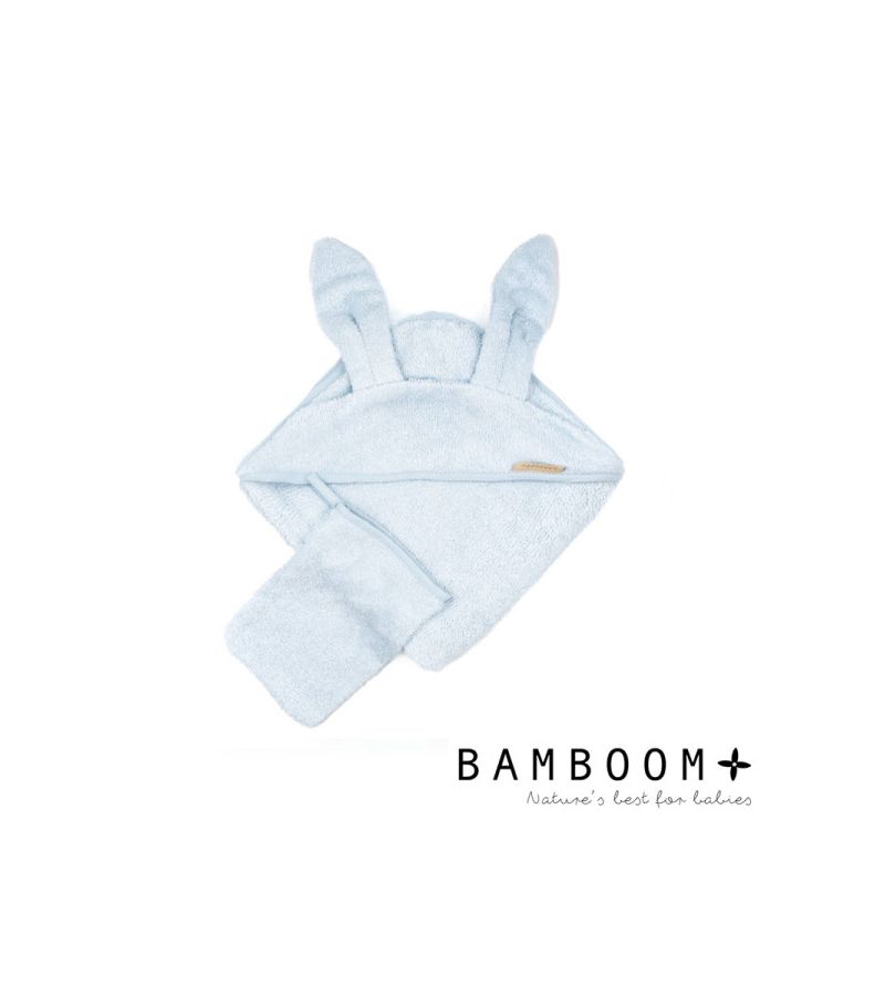 Μπουρνούζι - κάπα XL από ύφασμα μπαμπoύ BAMBOOM 100x100 Ice Blue